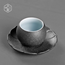 Tough pottery Kung Fu Tea Cup home Master Cup ceramic tea set small single cup with coaster cup holder tea ceremony