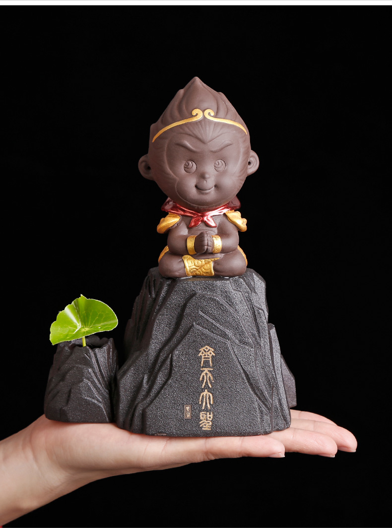 Purple sand tea pet monkey monkey King furnishing articles kung fu tea tea hydroponic insect tea play home to act the role ofing is tasted