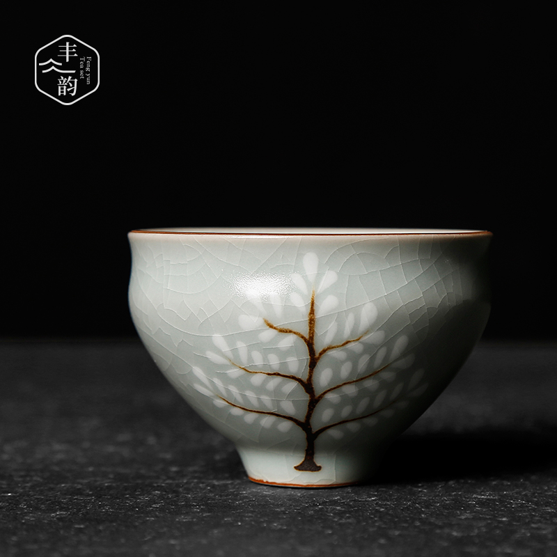 Ru up market metrix who cup hand - made slicing can raise large tea your up, personal single glass ceramic kung fu hand sample tea cup