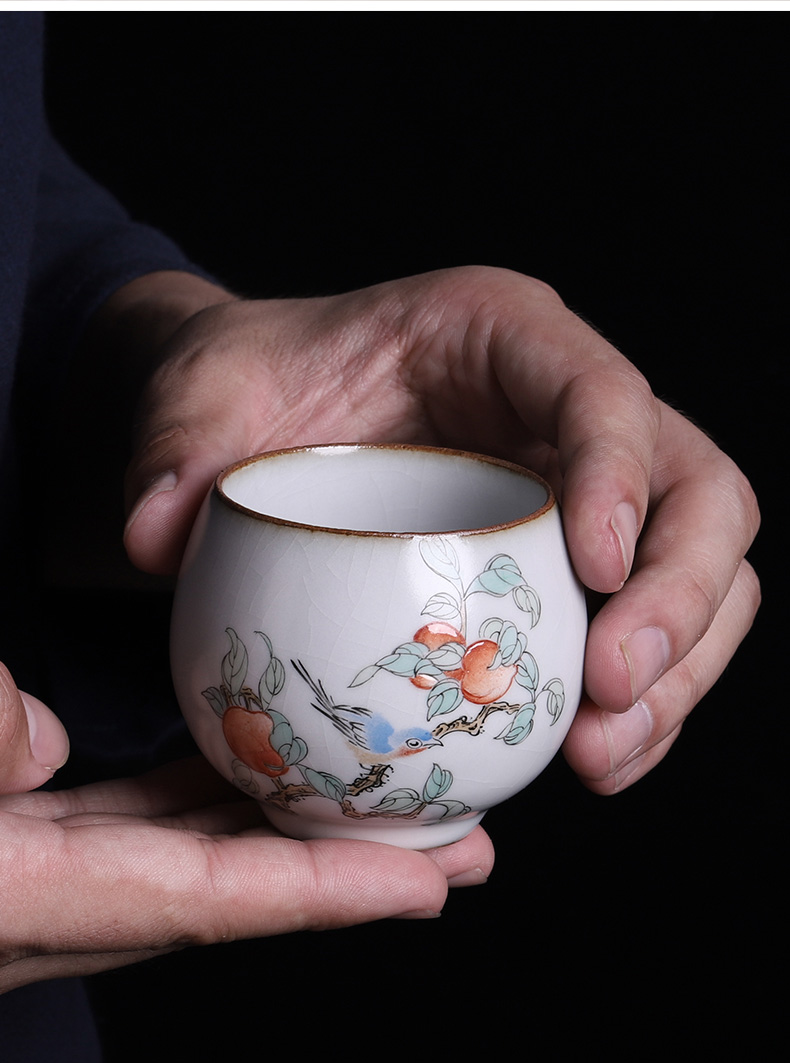Hand - made teacup pure manual ru up market metrix who open the slice cup of jingdezhen ceramic large sample tea cup tea cup of move