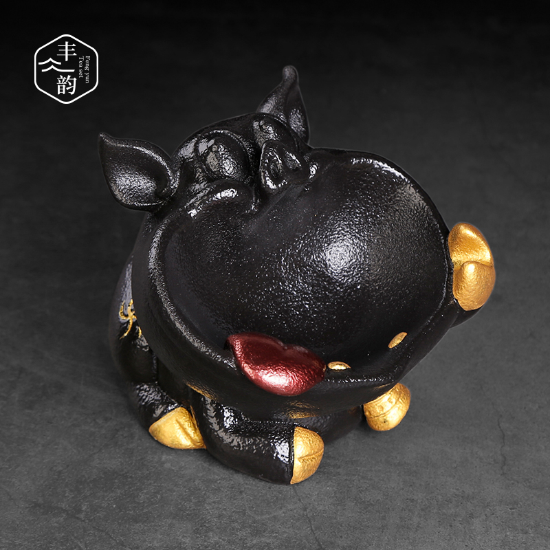 Creative move ceramic little pig ashtray home furnishing articles sitting room play zen tea tea tea tray tea tea of a pet