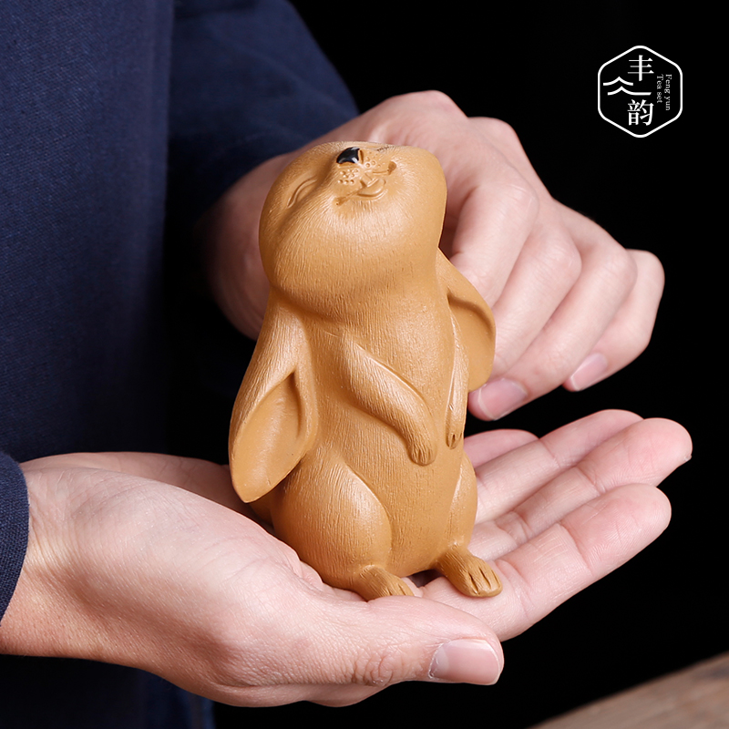 Yixing purple sand tea pet rabbit Chinese zodiac move creative ceramic tea tea furnishing articles kunfu tea play with parts