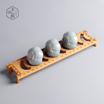 Solid wood bamboo tea cup holder folding tea cup tea bracket storage rack household tea ceremony tea tea set accessories