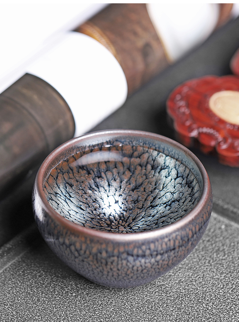 Flowers light master cup single CPU kung fu tea set iron tire oil cups undressed ore ceramic large bowl by hand