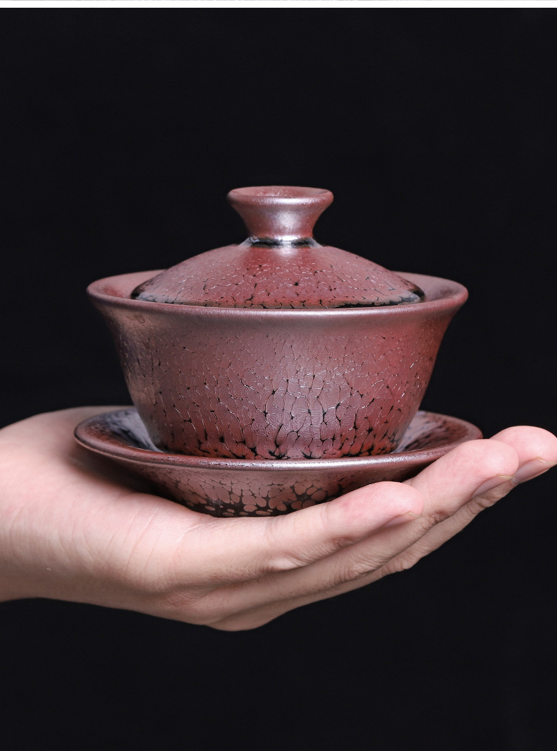 Oil droplets built three tureen only protect ancient hot tea cup lamp kung fu ceramic bowl with a single tea set 150 ml