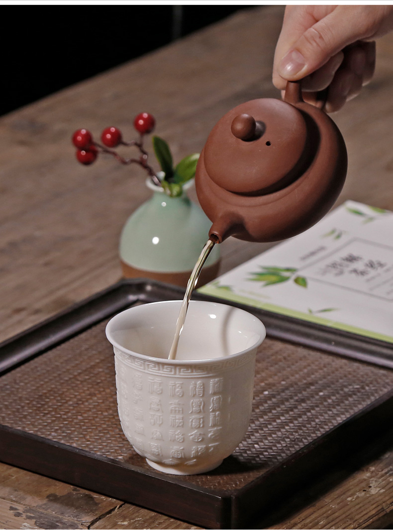 Ceramic tea set dehua white porcelain zen cup large sample tea cup cameos porcelain kung fu tea cups of a single master