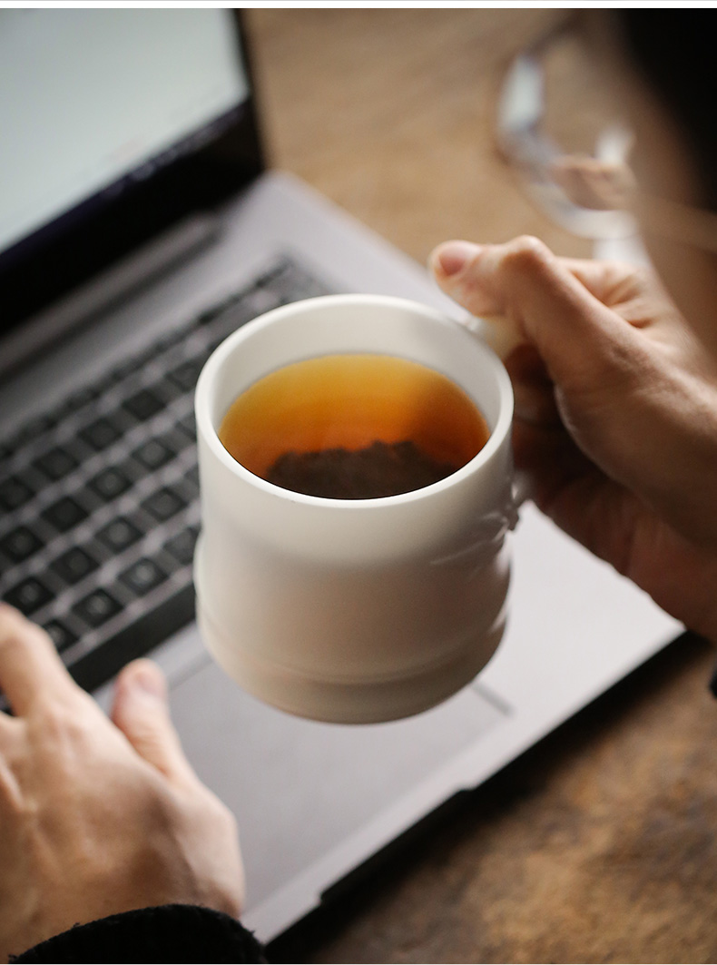 Dehua white porcelain teacup suet jade office glass ceramic tea cup and meeting the personal cup biscuit firing with the boss