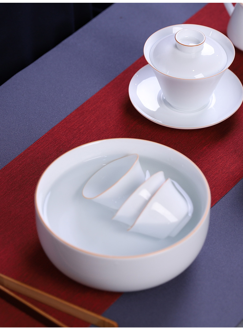 White porcelain large tea to wash to the ceramic cup hot washing cylinder water jar closed outline basin writing brush washer from tea cups kung fu tea accessories