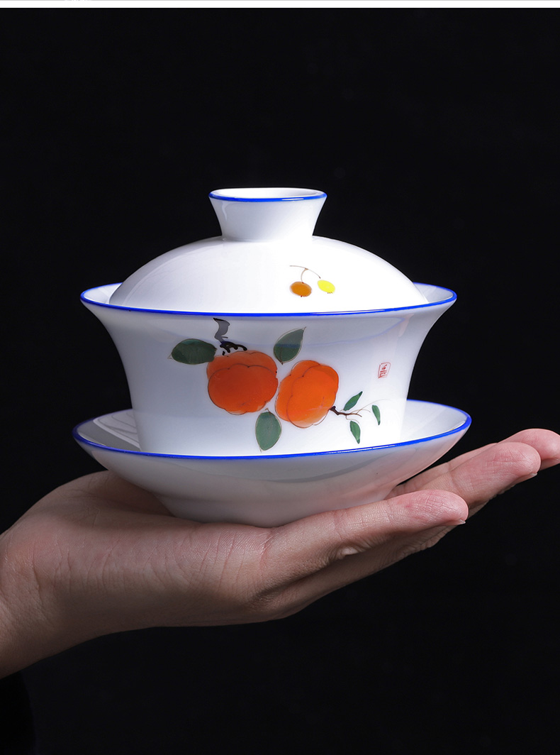 Three to 300 ml hand made white porcelain large tureen kung fu tea cups to heavy mercifully tea tureen tea bowl