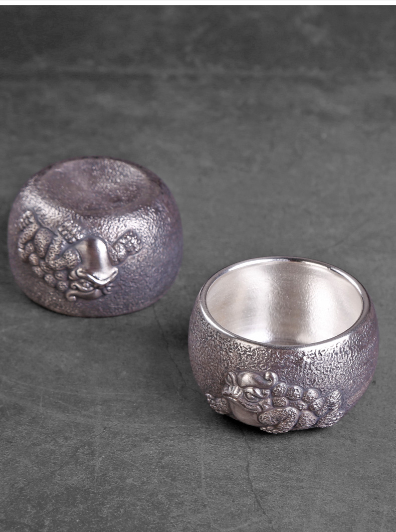 Small gold BaoLiu silver restoring ancient ways is kung fu masters cup ceramic tea cup tea sample tea cup single silver, silver tea set