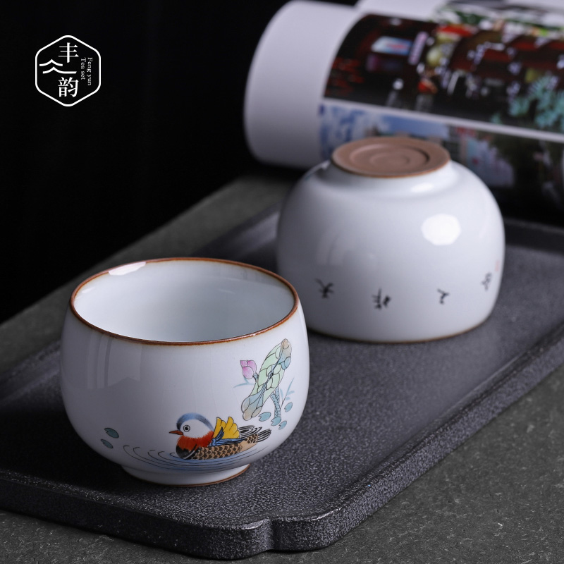 Imitation song dynasty style typeface up manual hand sample tea cup cup men 's and women' s master cup ceramic kung fu tea set for a wedding gift