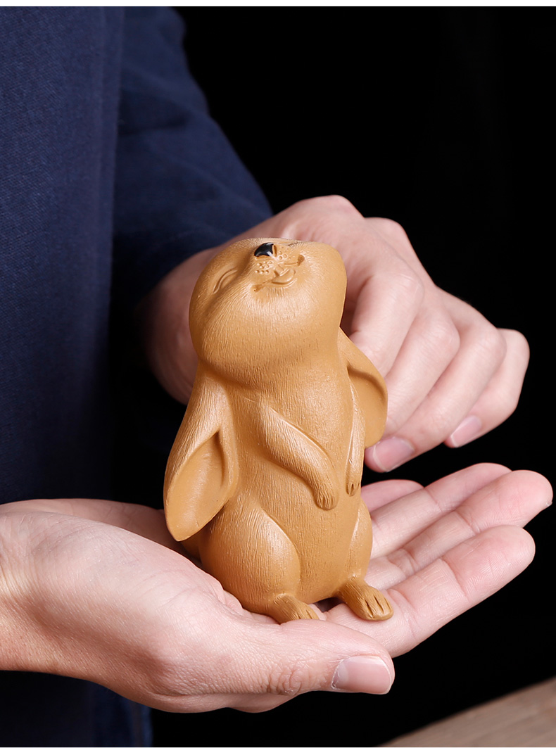 Yixing purple sand tea pet rabbit Chinese zodiac move creative ceramic tea tea furnishing articles kunfu tea play with parts