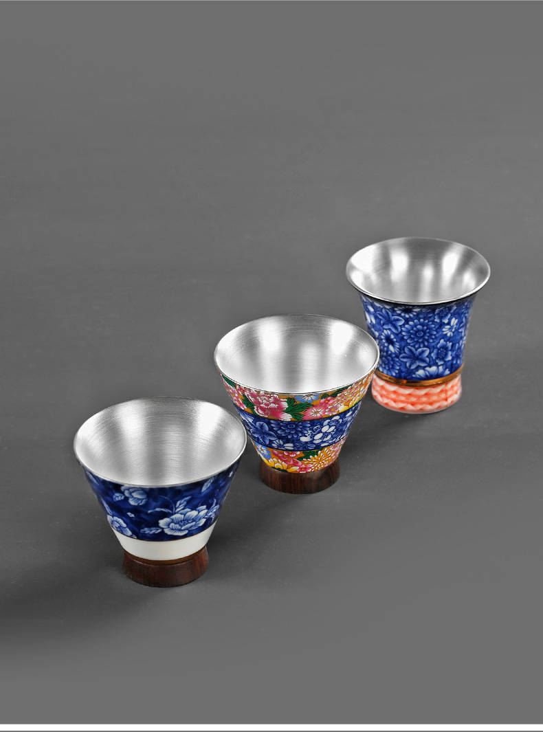 Tasted silver gilding ceramic cups bucket sign the master cup silver cup size sample tea cup silver cups single household kung fu