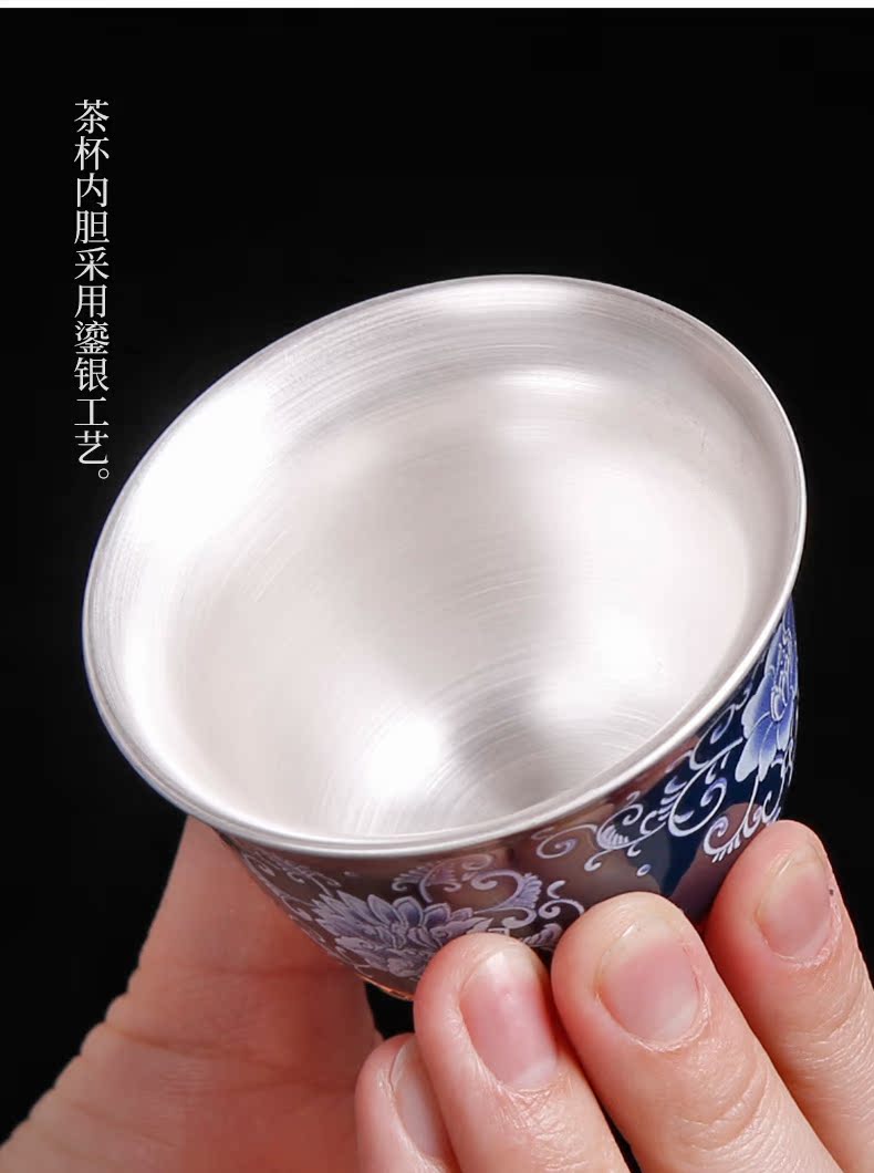 Jingdezhen coppering. As silver blue noggin kung fu tea set ceramic masters cup sample tea cup manually individual single cup of tea