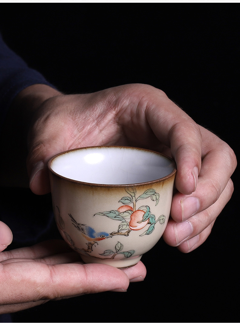 Start your up teacups hand - made of rural wind jingdezhen ceramic cup sample tea cup individual kung fu tea set large single CPU