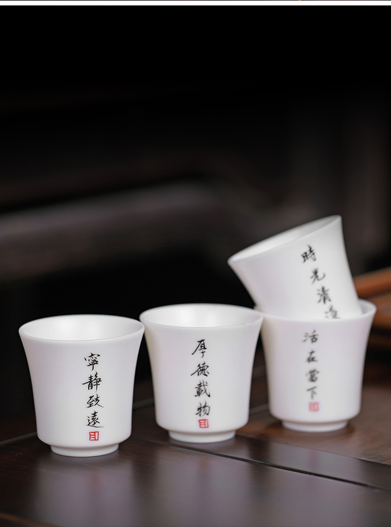 High pure manual kunfu tea light dehua white porcelain suet jade master cup single CPU hand - made noggin large sample tea cup