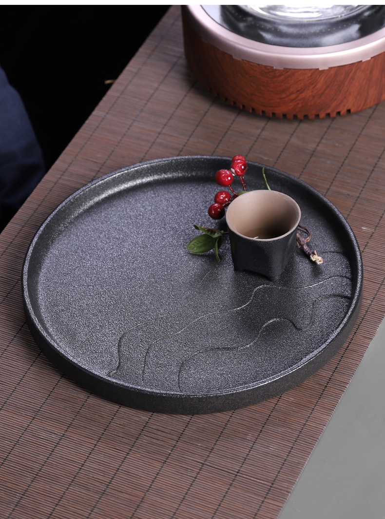 Japanese water dry tea plate contracted circular thick ceramic tray bearing small tea table compote kung fu tea tea pot