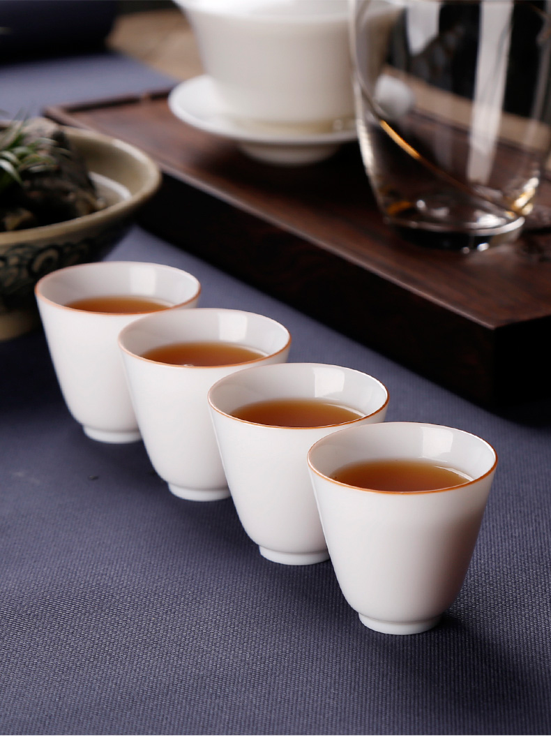 Ceramic tea set kung fu tea cups, small single cup of dehua white porcelain thin body home owner cup sweet white sample tea cup bowl