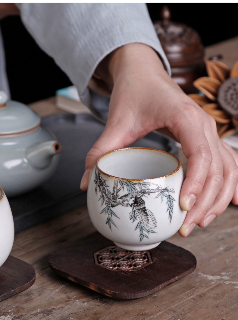 Ru up market metrix who teacup jingdezhen hand - made sample tea cup every piece of ice to crack open the individual cup of kung fu tea cup by hand