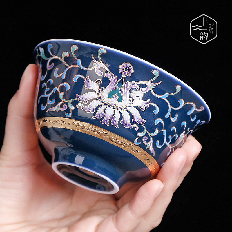 Tasted silver tea set three to tureen silver gilding ceramic cups large blue and white household manual single kung fu tea cups