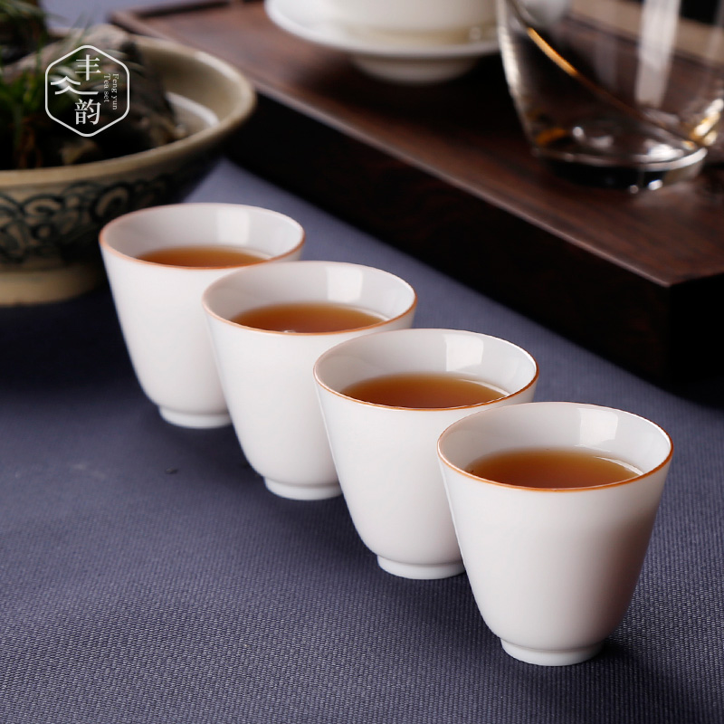 Ceramic tea set kung fu tea cups, small single cup of dehua white porcelain thin body home owner cup sweet white sample tea cup bowl