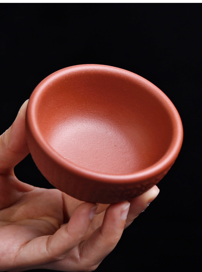 Yixing purple sand cup, small cup kung fu master cup single cup tea tea sets, small bowl anaglyph zen big sample tea cup