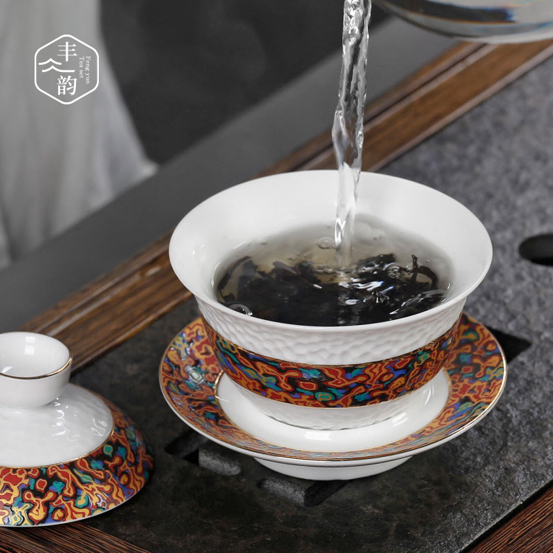 Tureen single restoring ancient ways only three large hammer kunfu tea tea bowl big ceramic cups set tea service