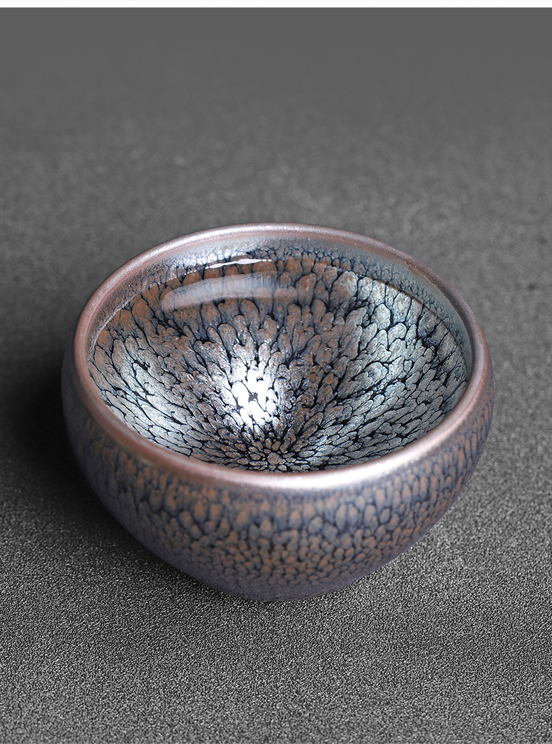 Flowers light master cup single CPU kung fu tea set iron tire oil cups undressed ore ceramic large bowl by hand