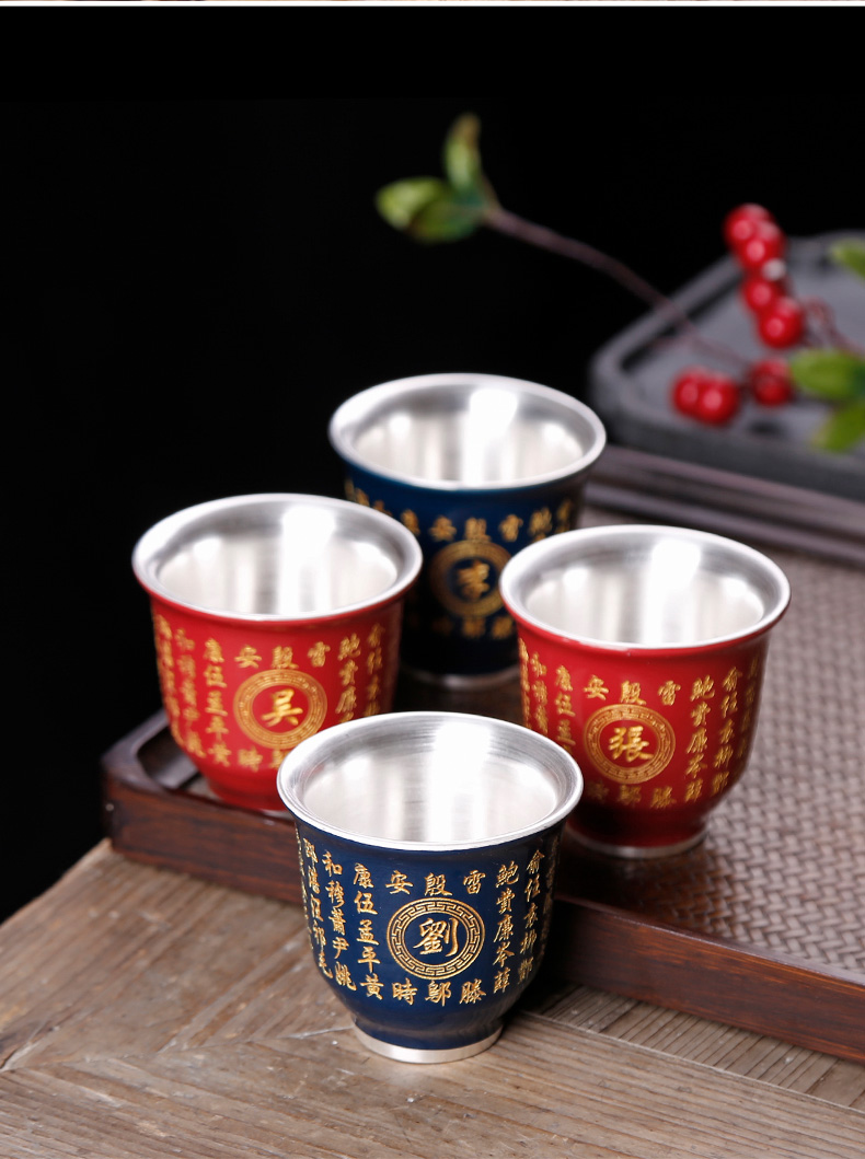 The Custom move silver ceramic sample tea cup of small silver cups home tasted silver gilding master cup manual single CPU