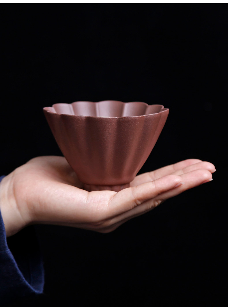 Yixing purple sand cup, small cup kung fu master cup single cup tea tea sets, small bowl anaglyph zen big sample tea cup