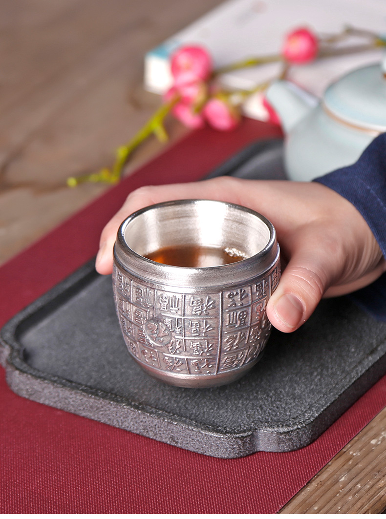 Drinking kombucha tea cups female Kowloon tasted silver gilding ceramics single master cup silver personal cup household manual sample tea cup