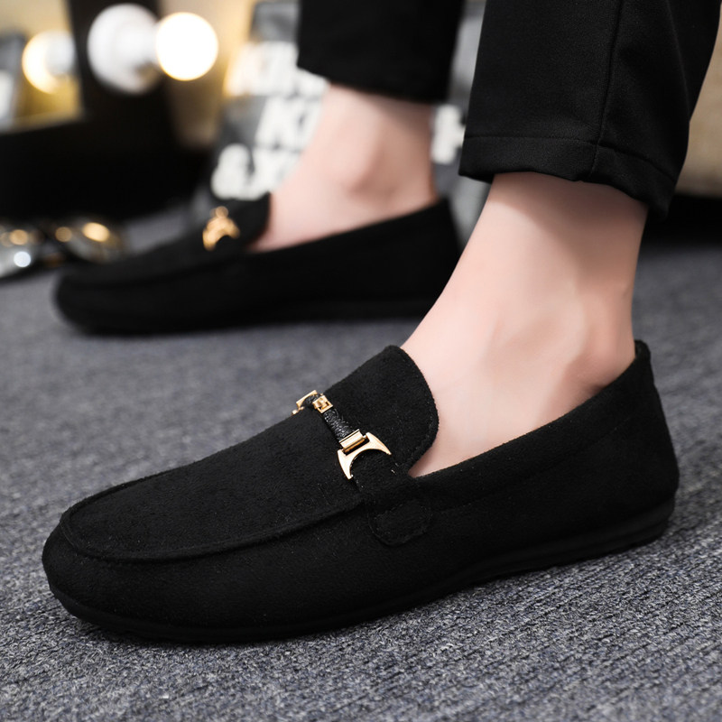 Мужская обувь Doudou, новинка 2026 года, дышащая тканевая обувь, мужская обувь для ленивых педалей, корейская обувь для вождения на мягкой подошве, мужская замшевая обувь