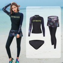 Couple swimsuit womens long-sleeved skirt thin sunscreen quick-drying trousers Nylon mens surf snorkeling suit jellyfish suit