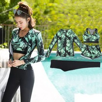 Long sleeve swimsuit female split flat angle four-piece set of sunscreen quick-drying hot spring swimsuit slim slim surf floating diving suit