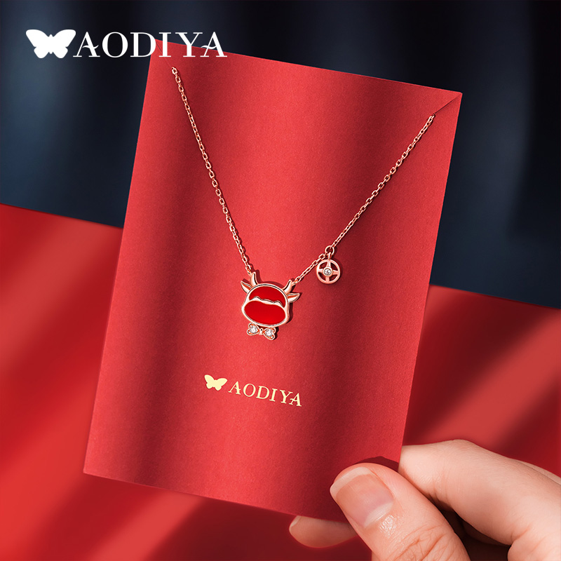 2021 New Zodiac Cow Necklace Women's Sterling Silver Light Luxury Niche Collarbone Chain to Girlfriend Birthday Valentine's Day Gift