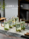 High-end green tea glass cup, family tea cup tray set, high borosilicate glass water cup with handle
