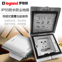 TCL Legrand hidden stainless steel silver gray five-hole ground plug IP55 waterproof ground floor pin plug