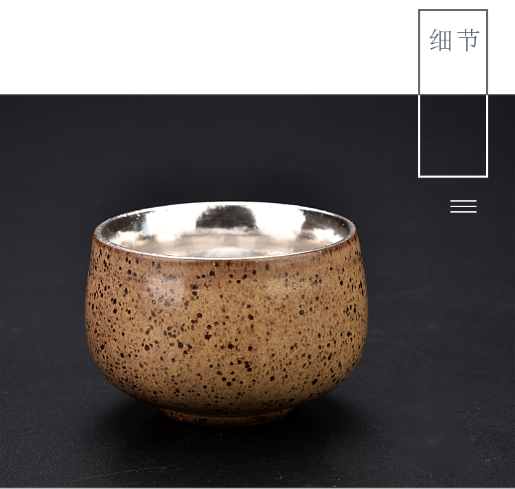Ancient sheng up manually coppering. As silver 999 sterling silver master cup single cup sample tea cup of jingdezhen ceramic silver cup silver cup