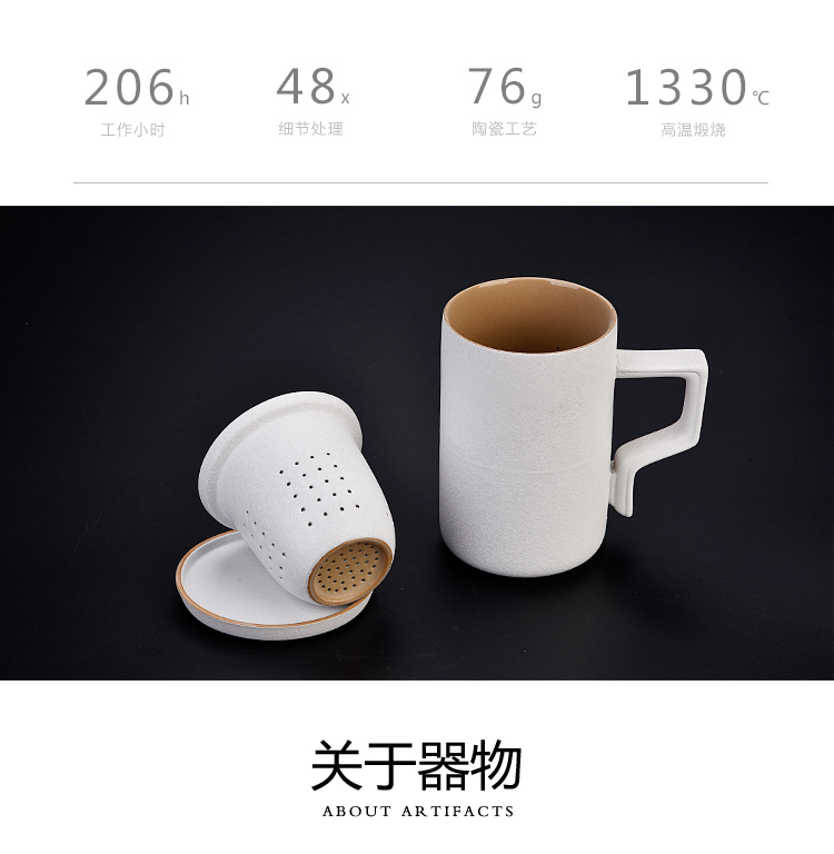 Ancient sheng up new creative simple but elegant keller with bladder office cup three - piece business partner hand ceramic cup