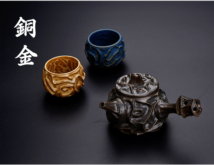 Ancient sheng ceramic up new iron pot Chen Weichun convex stage name the home side the pot a pot of two glass ball hole, single pot of red glaze