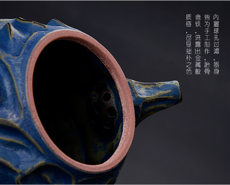 Ancient sheng ceramic up new iron pot Chen Weichun convex stage name the home side the pot a pot of two glass ball hole, single pot of red glaze