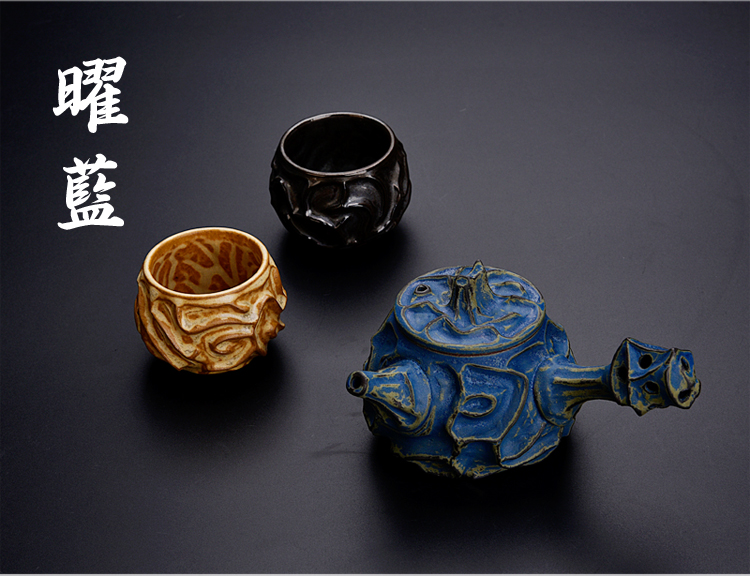 Ancient sheng ceramic up new iron pot Chen Weichun convex stage name the home side the pot a pot of two glass ball hole, single pot of red glaze