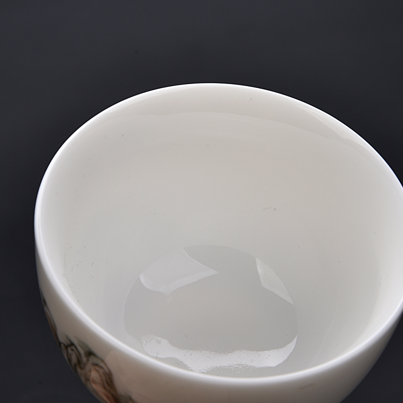 Ancient sheng up new gift boxes, hand - made scenery sample tea cup dehua white porcelain personal single CPU suet jade cup by hand