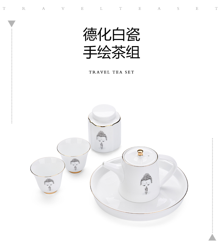 Ancient sheng up 2 new Japanese hand - made asked Buddha porcelain cup to crack a pot of two cups of portable is suing travel kit