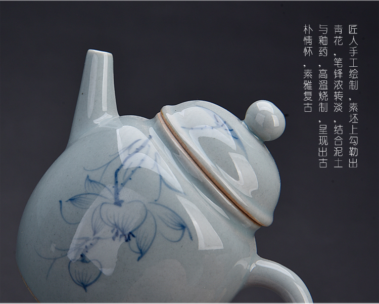 Ancient sheng hand - made porcelain up ceramics kung fu tea set manual tea single pot of pu - erh tea tea kettle with tea