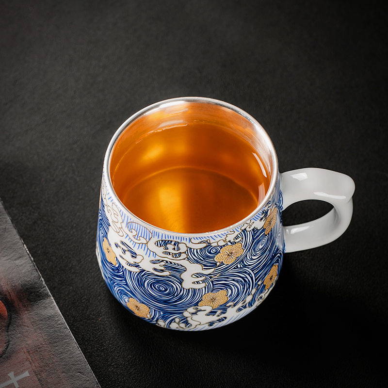 Ancient sheng up 99 sterling silver ceramic coppering. As silver tea cups of green tea water separation tank filter office boss personal water bottle