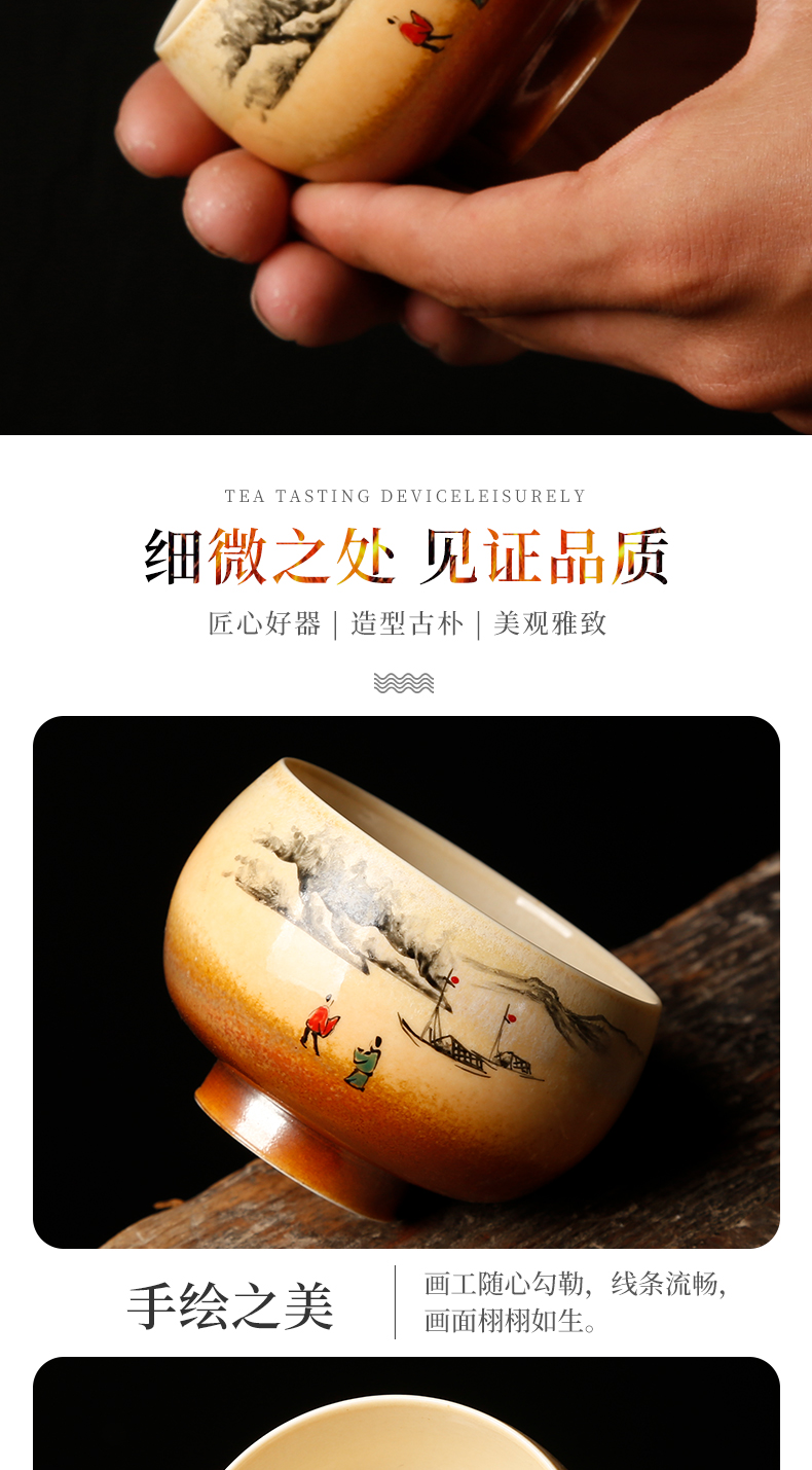 Ancient sheng up to burn hand - made the master sample tea cup fullness jingdezhen up all hand single CPU kung fu tea cups