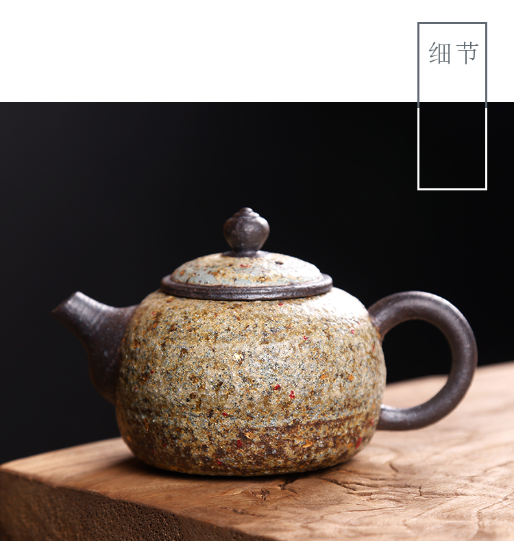 Ancient undressed ore Taiwan sheng up manually lava coarse pottery tea teapot to burn natural fire rock ore ball hole, single pot