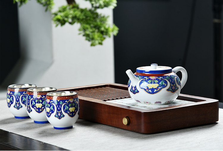 Ancient sheng up tasted silver gilding ceramic colored enamel coppering. As the sample tea cup silver cup master cup perfectly playable cup kung fu tea cup