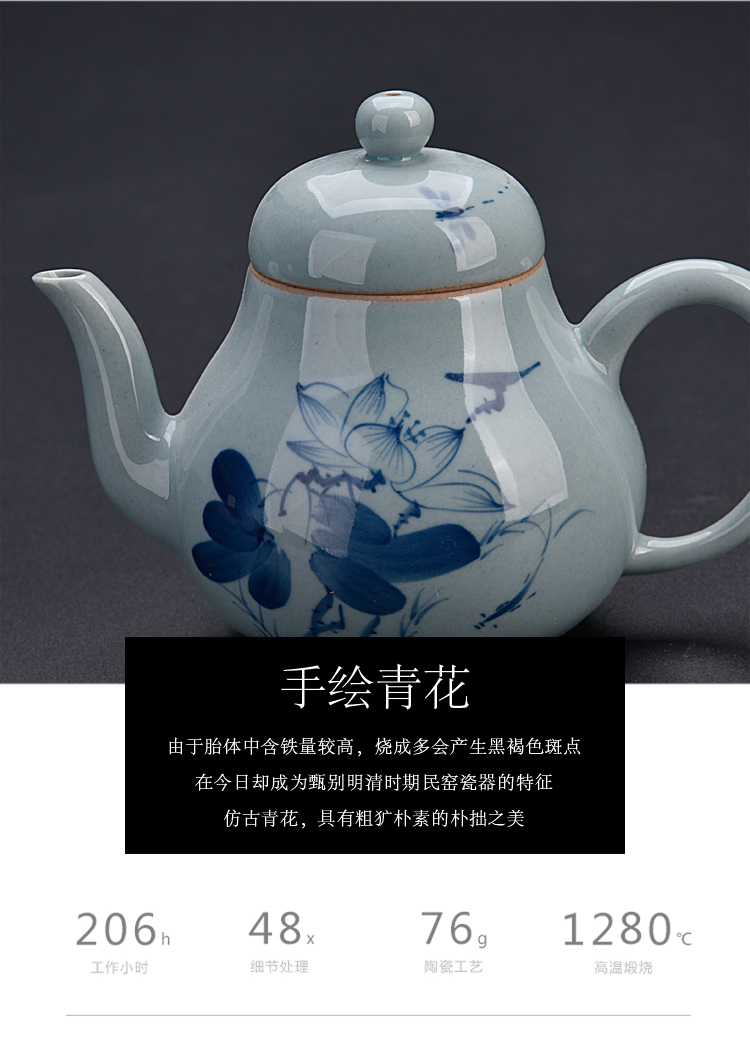 Ancient sheng hand - made porcelain up ceramics kung fu tea set manual tea single pot of pu - erh tea tea kettle with tea